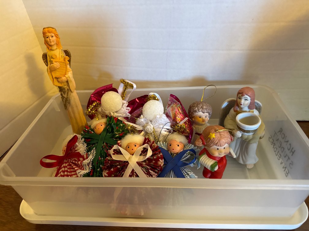 Tote Of Angel Figurines, Candle Holders