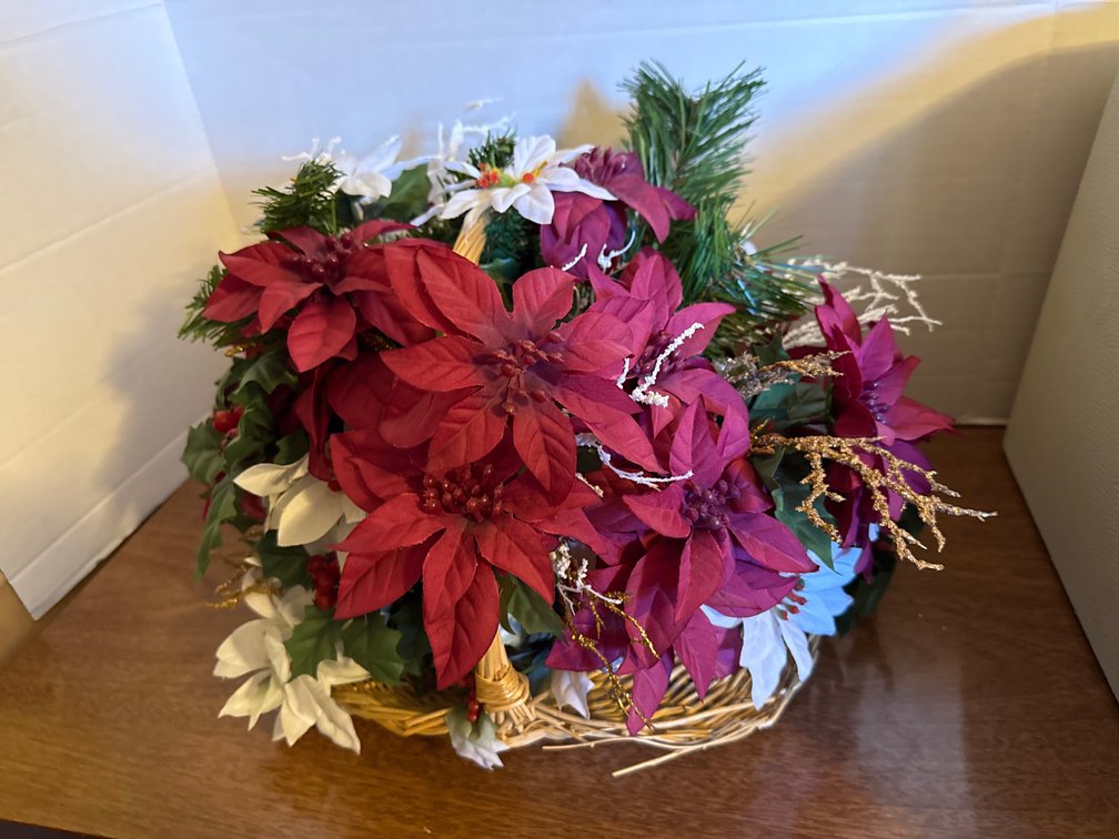 Christmas Poinsettia Flower Basket