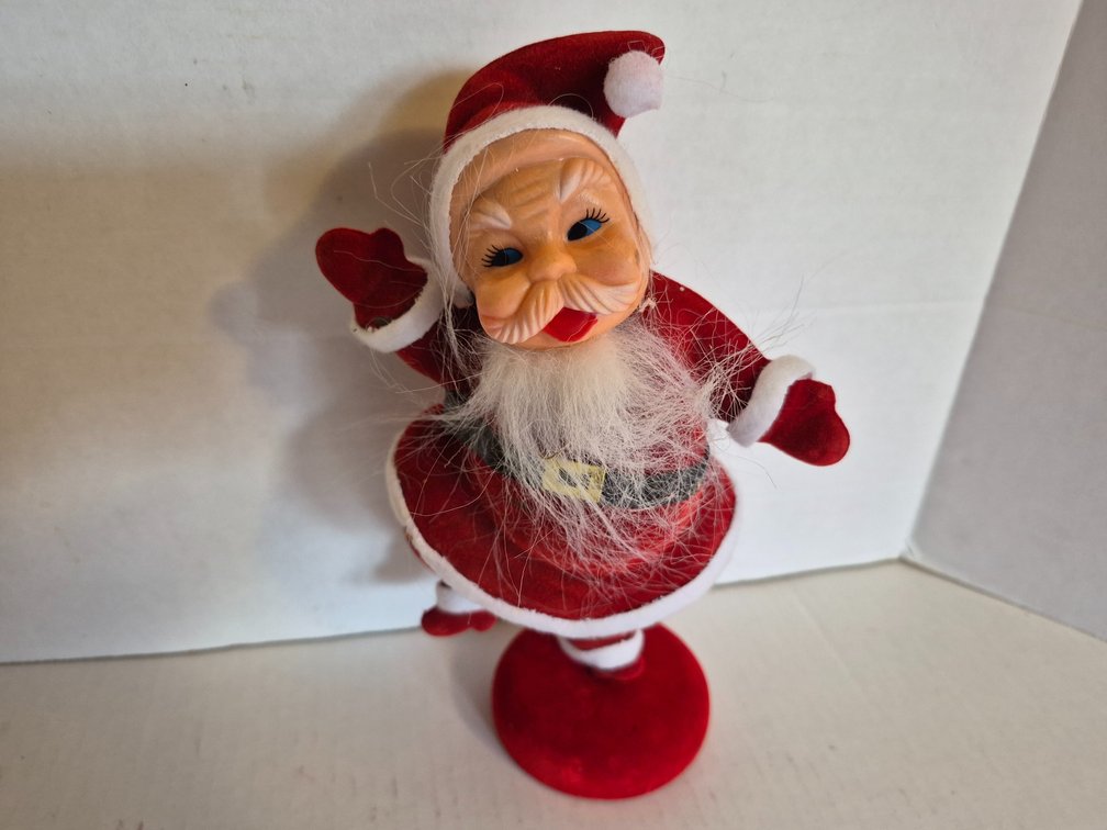 Vintage Flocked Santa Dancing Santa Claus