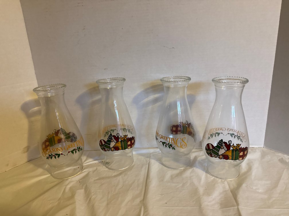 4 Glass Hurricane Lamp Chimneys