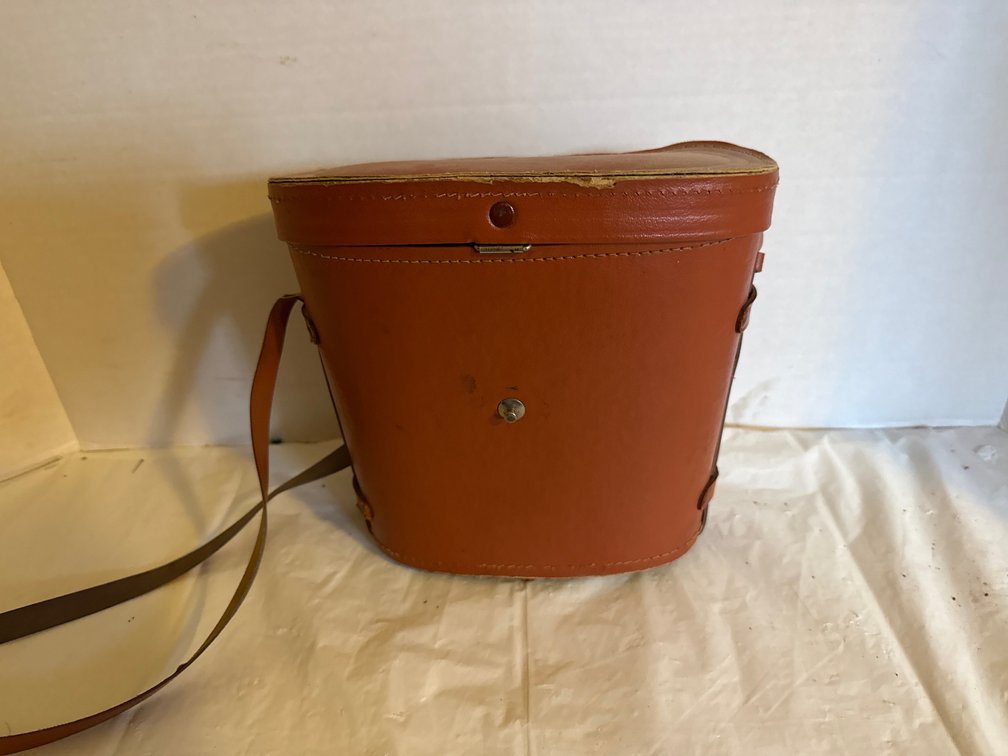 Vintage Hard Leather Carrying Case With Binoculars
