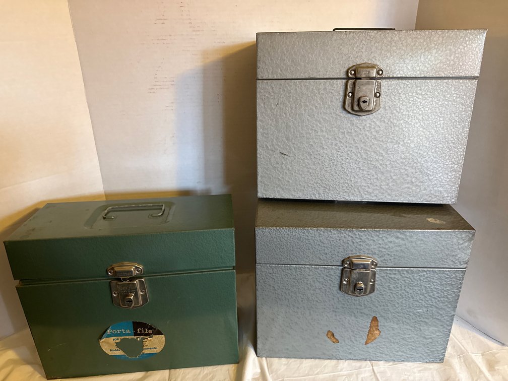 3 Empty Metal File Containers