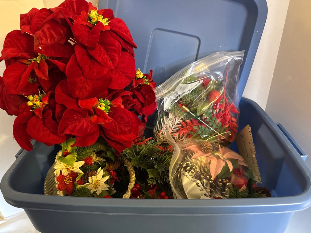 Tote of Vintage Candle Rings And Greens