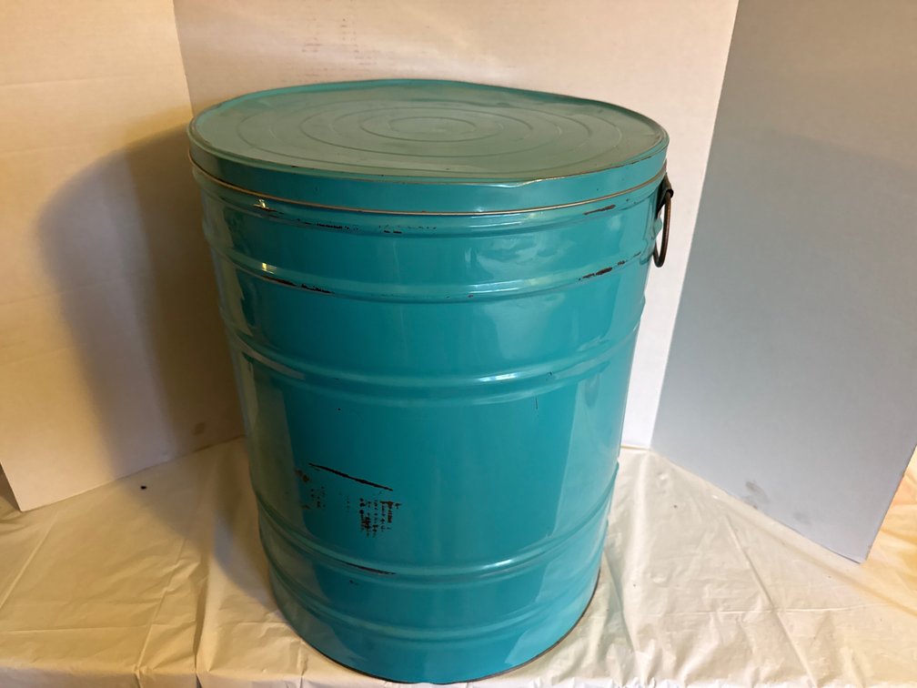 Teal Metal Container With Lid And Handles