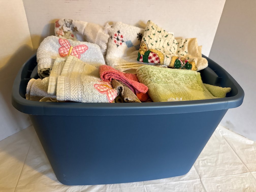 Tote Of Towels, Dish Rags, Wash Rags