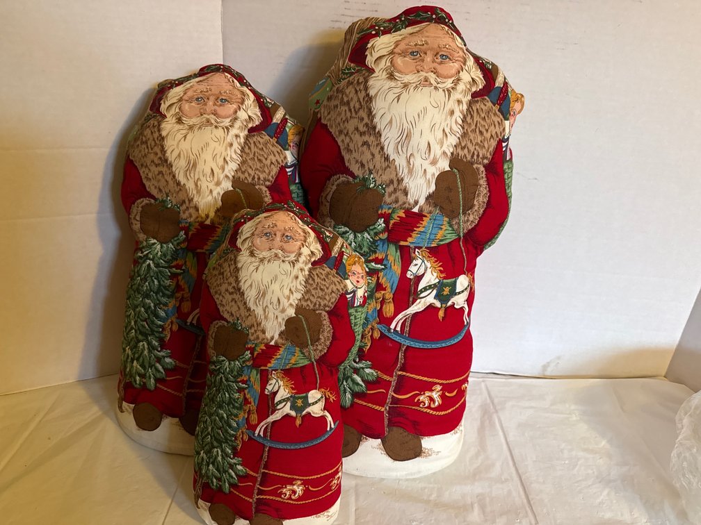 Vintage Fabric Father Christmas Santa Clause Sculpture Or Doorstop