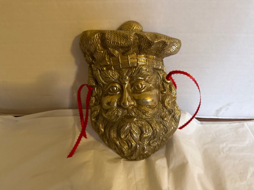 Vintage brass/ Bronze Santa Claus Wall-Hanging Plaque