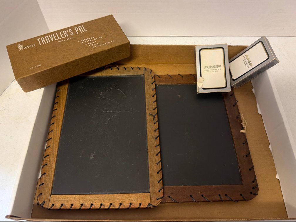 Gaming Set/Leather Bound Chalk Boards/Cards