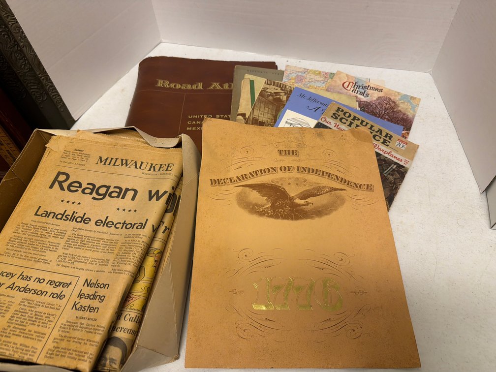 Old Atlas Book, Newspapers, Map and More