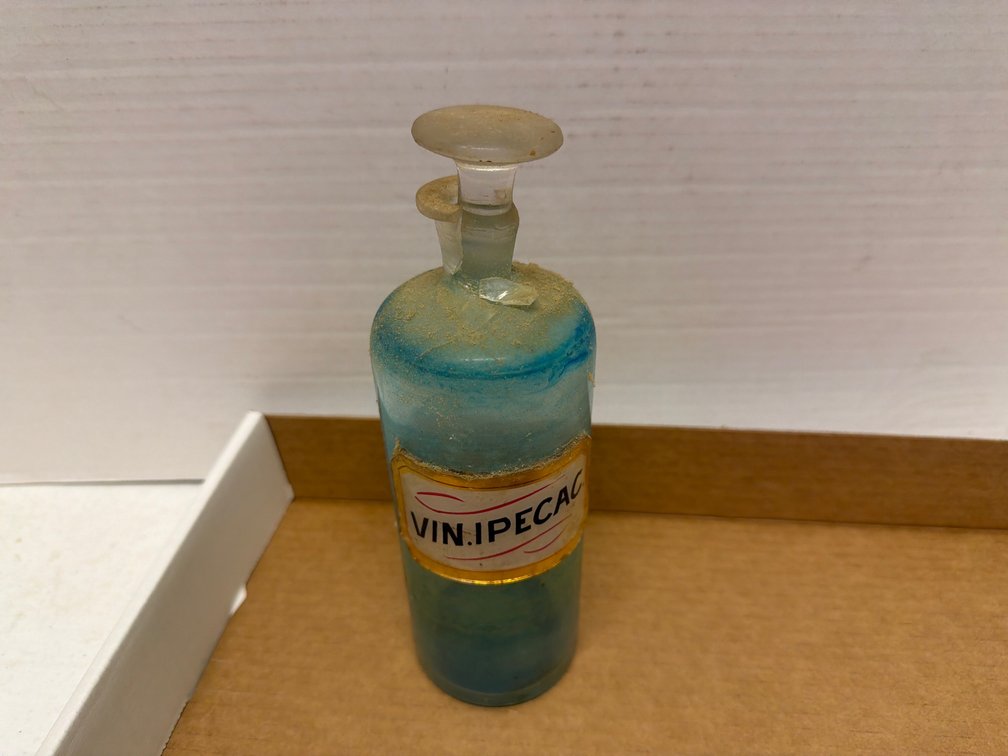 Old Medicine Bottle-Broken Glass by Stopper