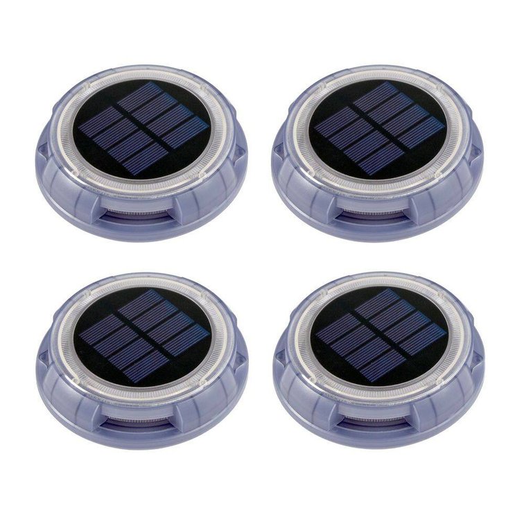 Solar Silver LED In-Ground Path Light 4-Pack