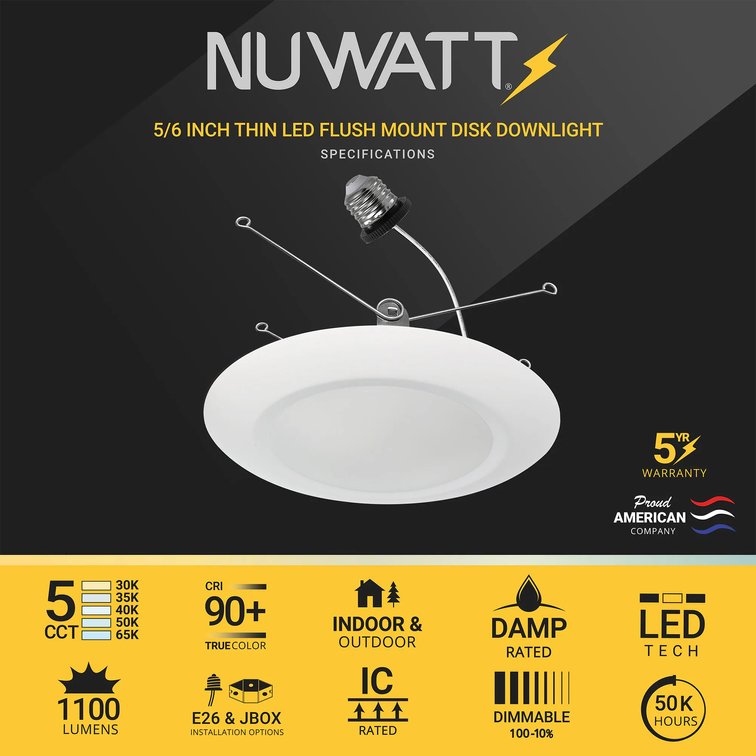 NUWATT White 5-in 1100-Lumen LED 6-Pack