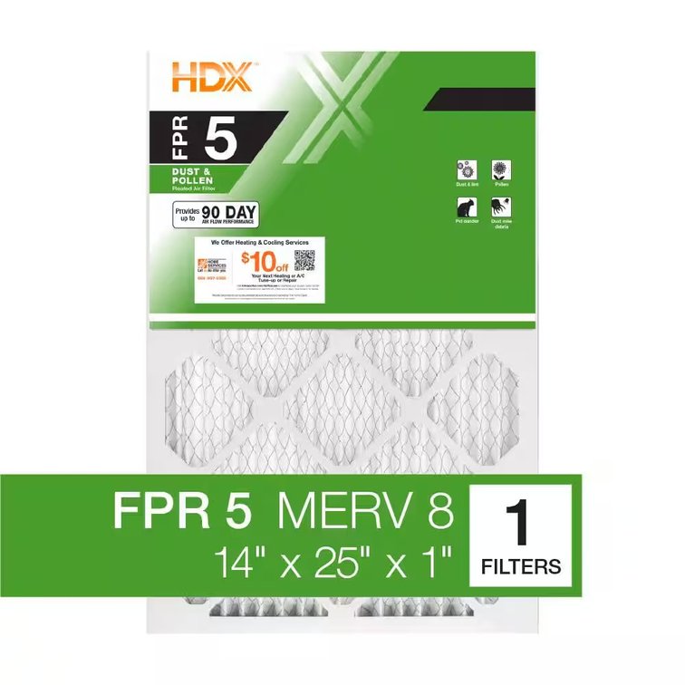 14x25x1 in. Pleated Air Filter FPR 5, MERV 8