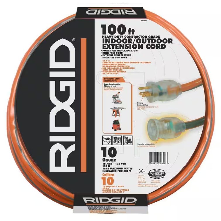 100 ft. 10/3 SJTW Extension Cord
