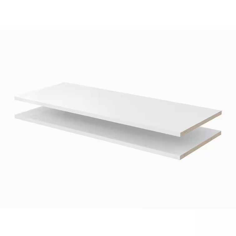 35 in. x 14 in. White Wood Shelves (2-Pack)