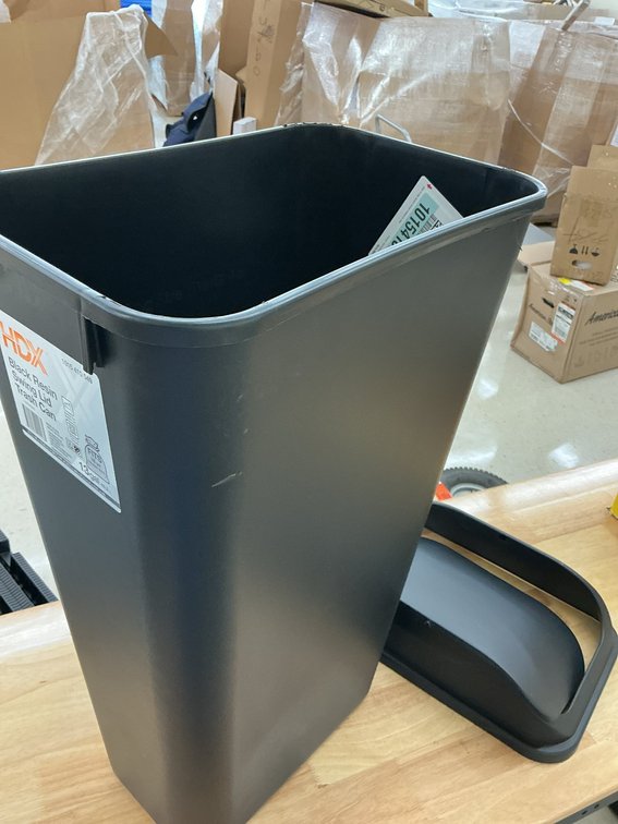 13 Gal. Black Resin Swing Lid Trash Can