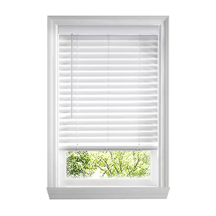 White Cordless Faux Wood Blinds, 2" Slats