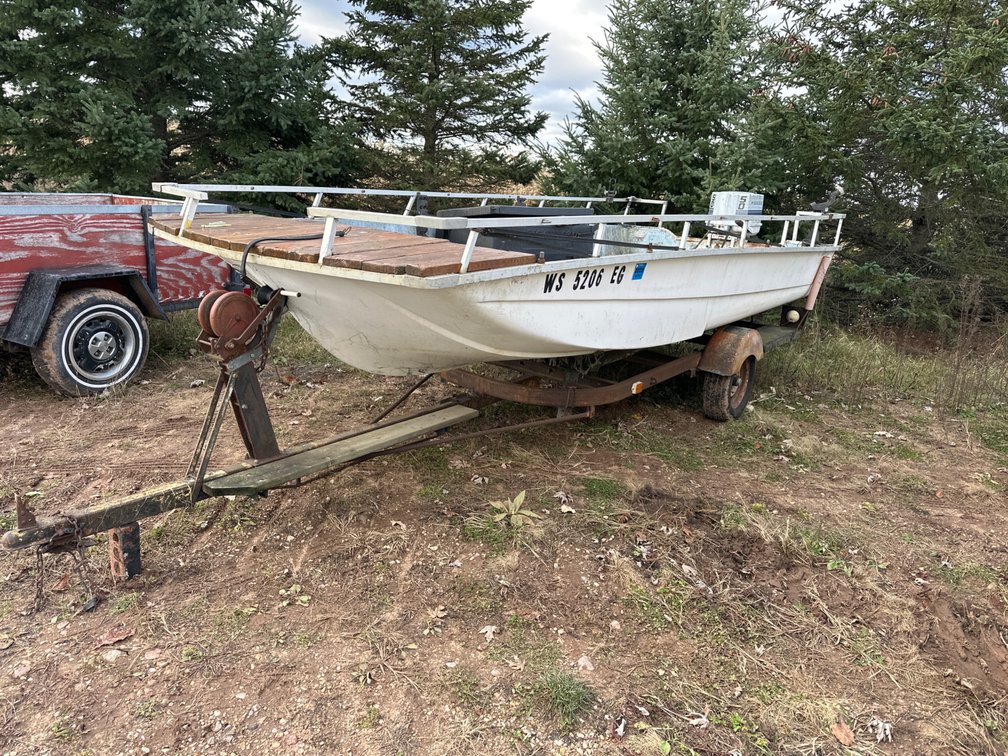 16’ Fiberglass Boat, 50 HP Motor