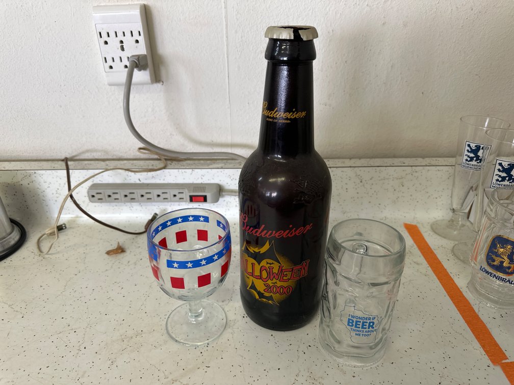 Glasses and Budweiser Bottle