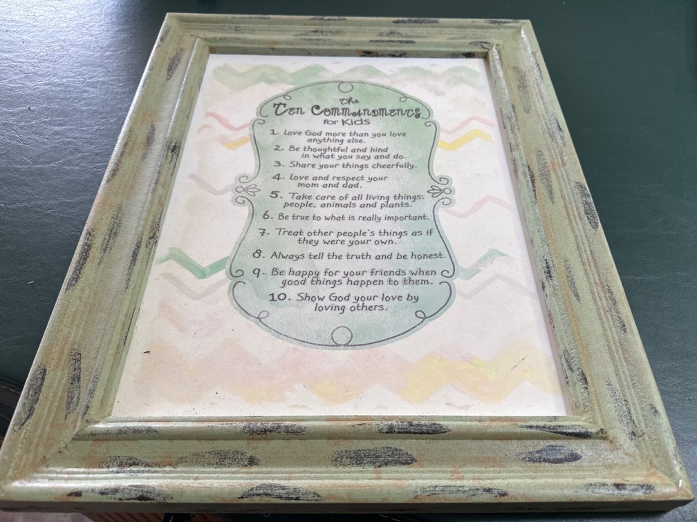 Ten Commandments For Kids Framed