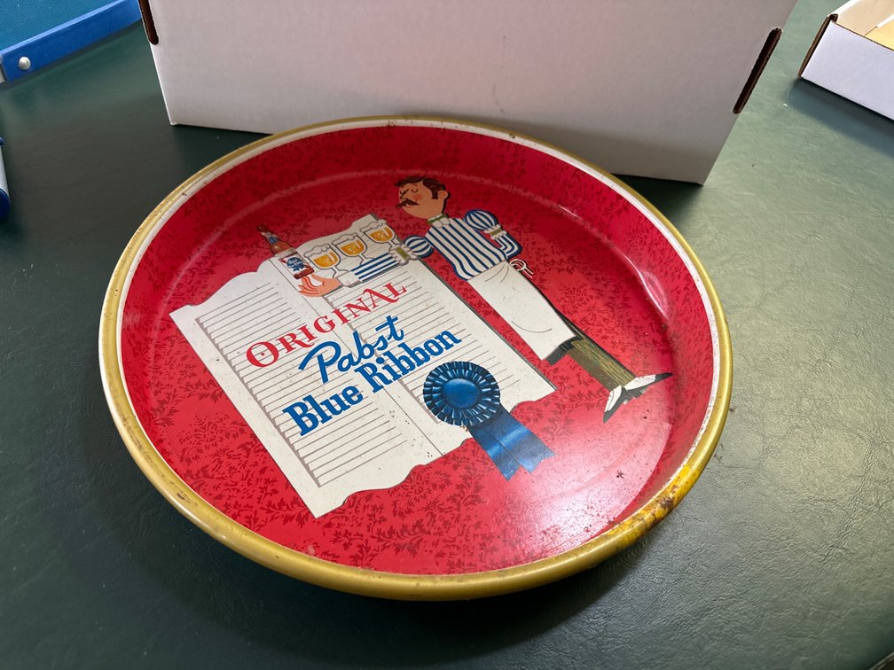Pabst Beer Tray, Old Cans