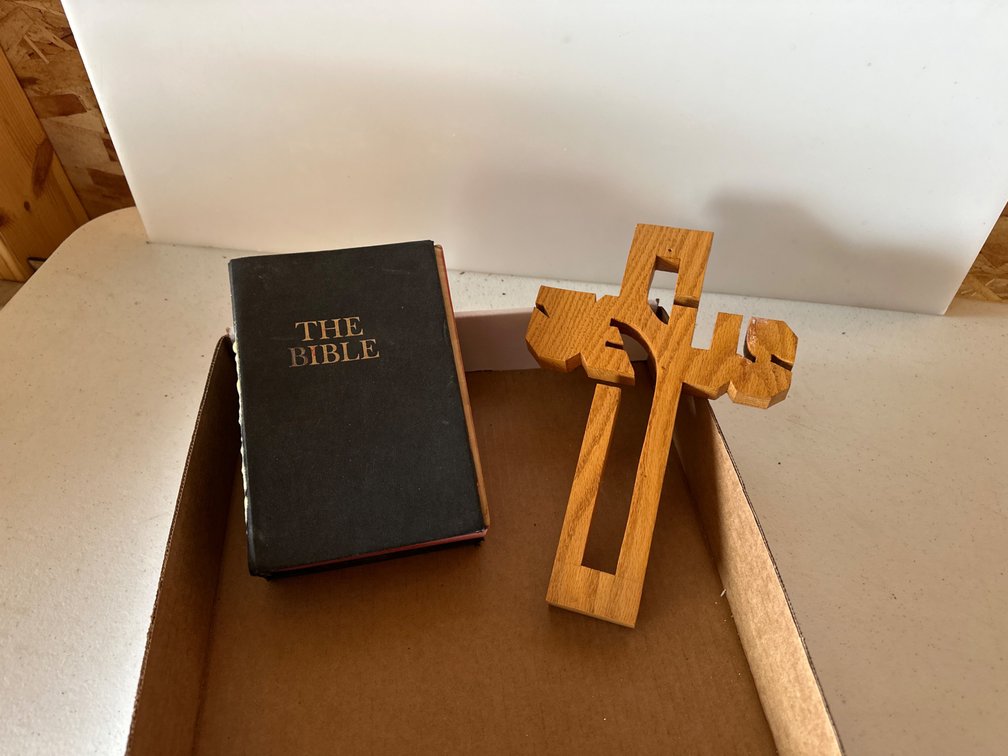 Bible and Handcrafted Wood Cross
