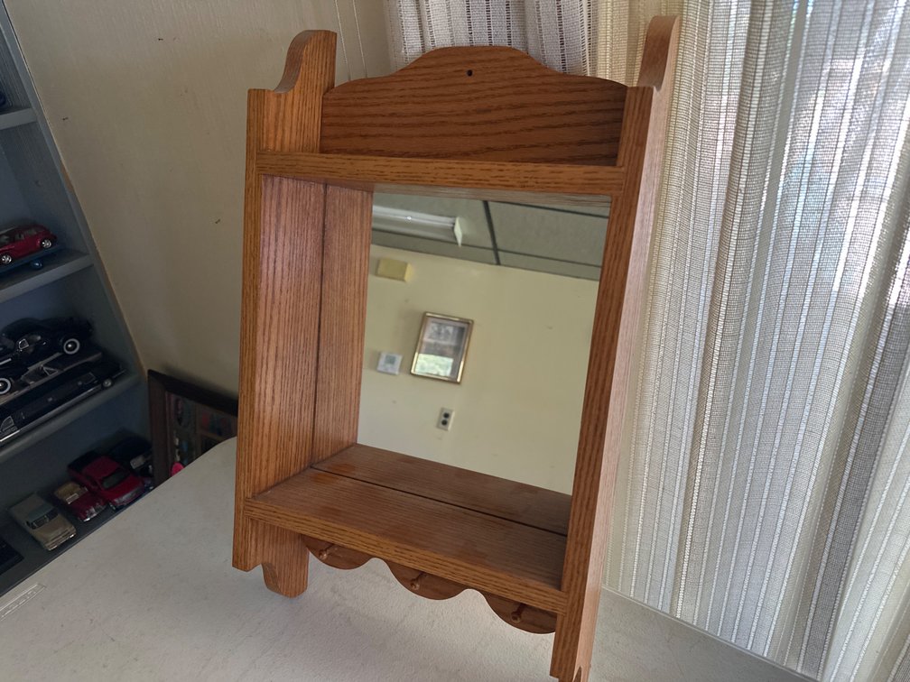 Wood Wall Mirror -Shelf, 23” X 13” X 4”