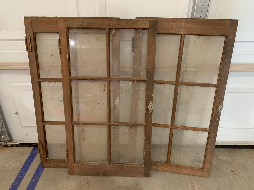 3 Vintage Windows 36” x 20”