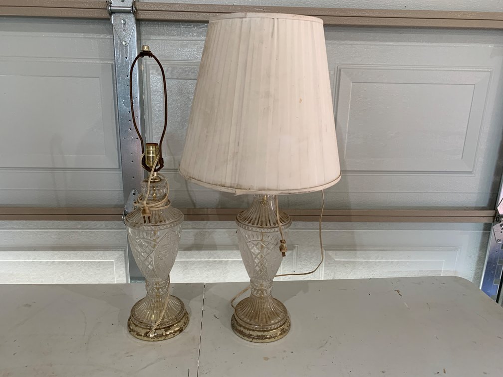 2 Vintage Glass Table Lamps 29” Tall