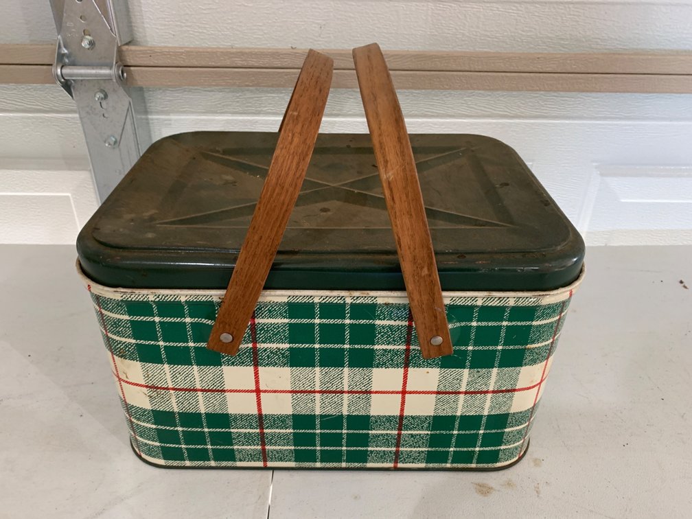 Vintage Metal Picnic Basket