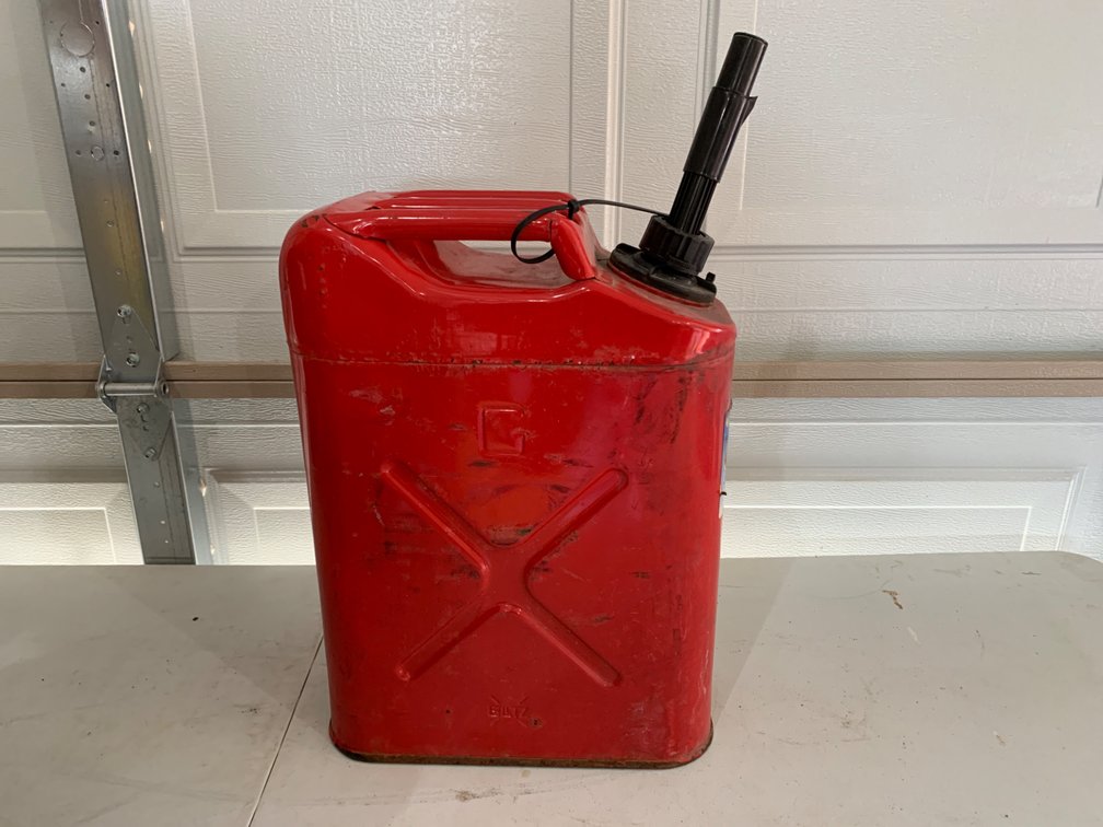 Vintage 5 Gallon Metal Gas Can with Modern Nozzle
