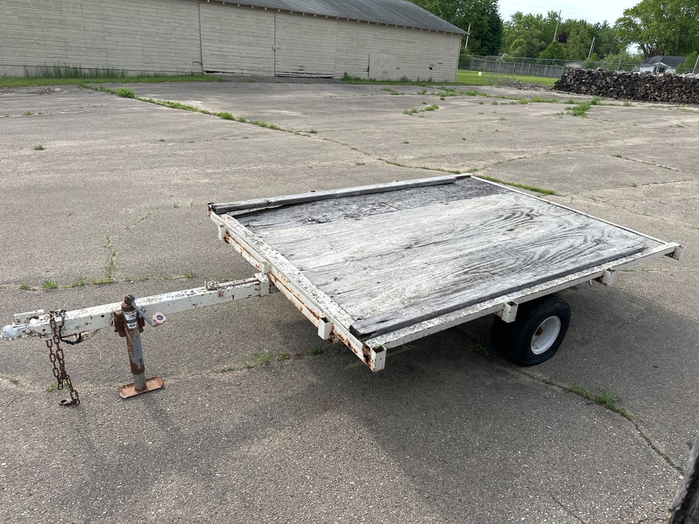 Wood Trailer-96” X 61”, Flat Tire, Metal Frame