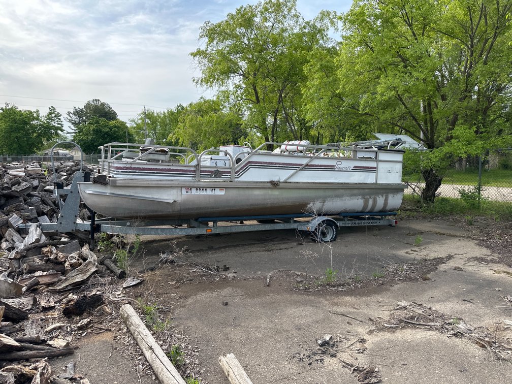 Pontoon and Trailer-Parts Only, Trailer has Flat Tires, Parked for Years