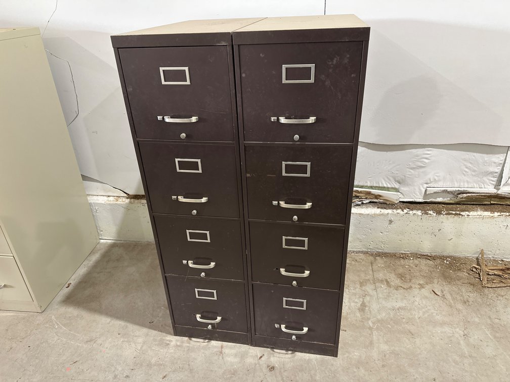 2 Brown 4 Drawer File Cabinet