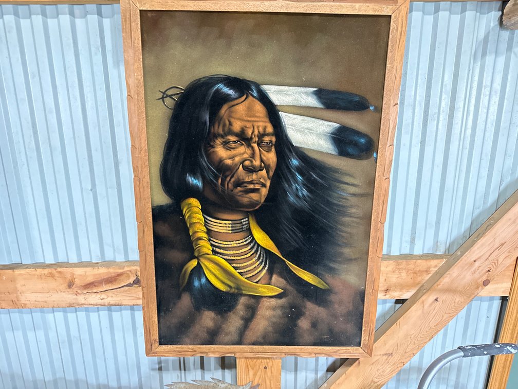 Black Velvet Native Framed Painting-26.5” X 38.5”