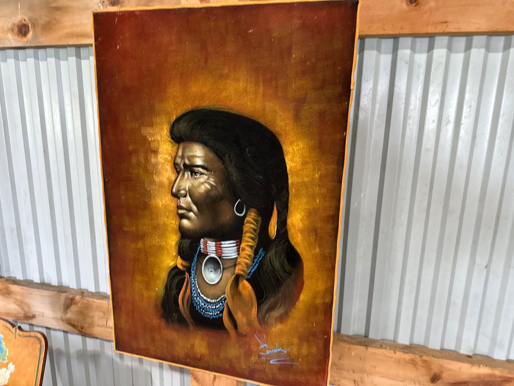 Black Velvet Signed Native Painting
