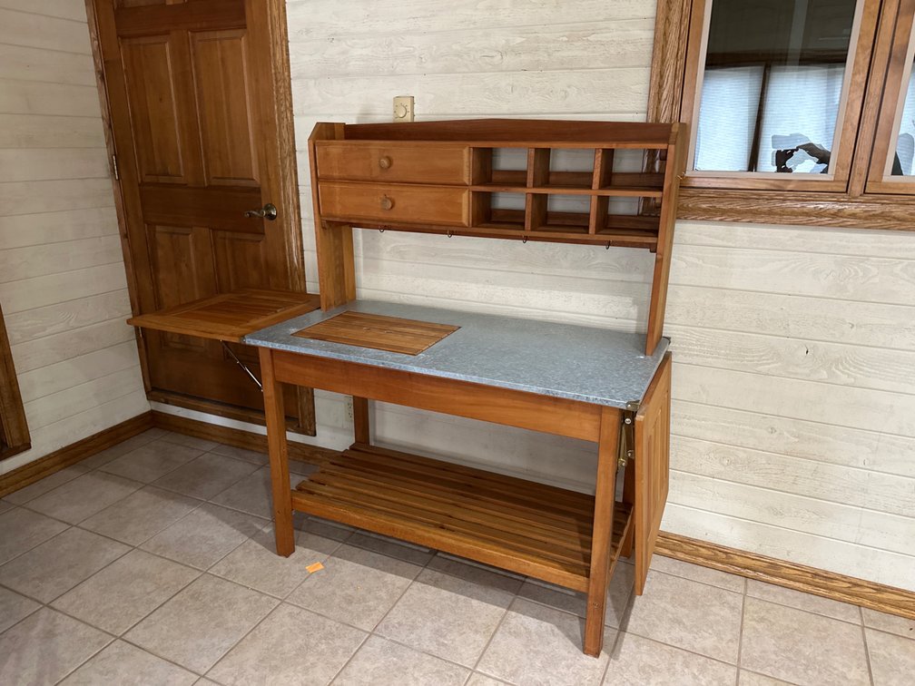 Metal Top, Wood Mini Bar-57” X 48” X 23” With Sides Down