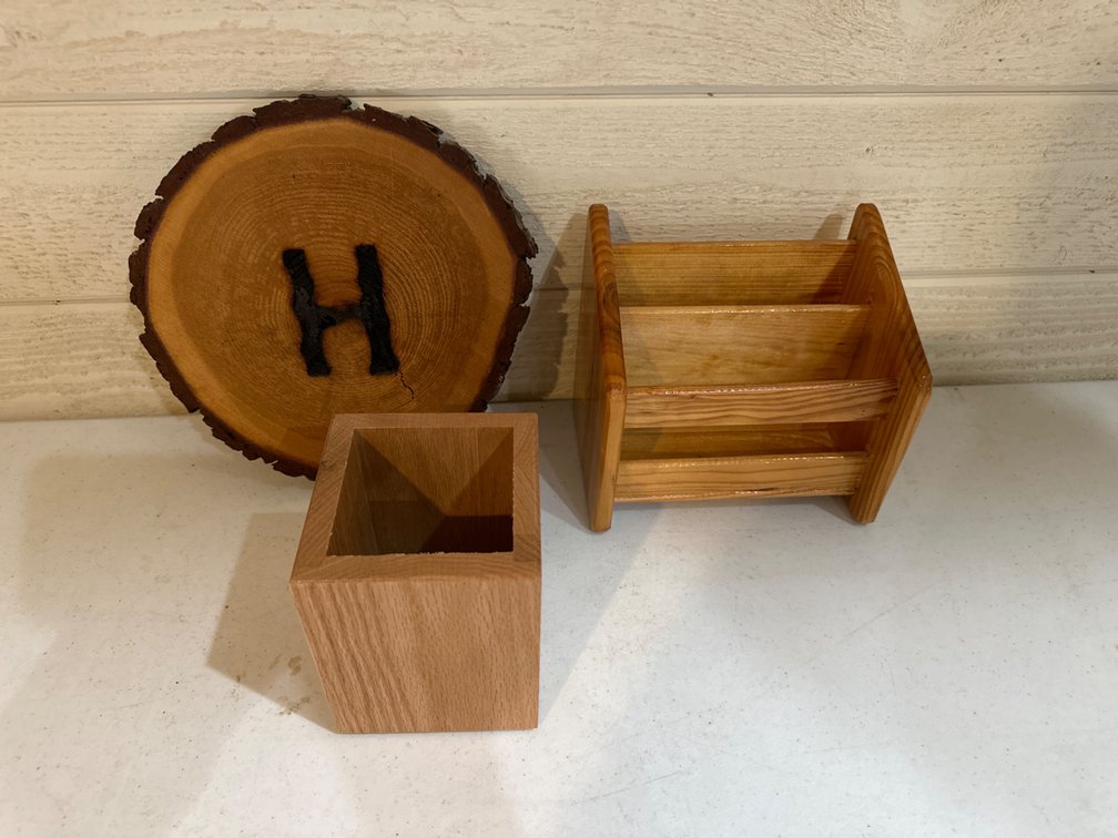 Wood Wall Hanging (H), Desk Organizers