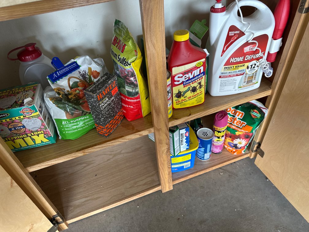 Plant Food, Home Defense Cupboard in Garage