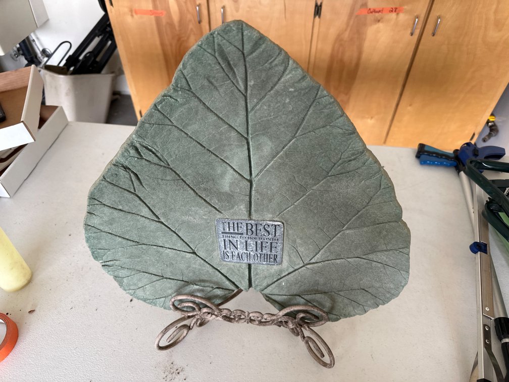 Garden Stone, Metal Holder -Stone is 19” X 18”