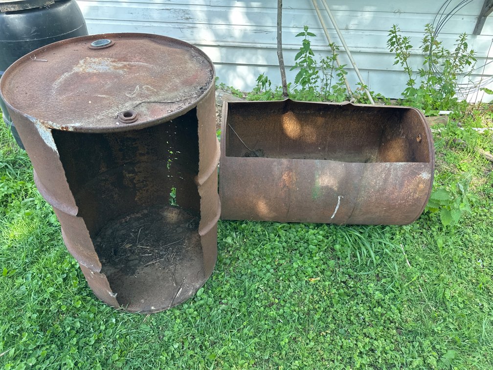 2 Cut Metal Barrels
