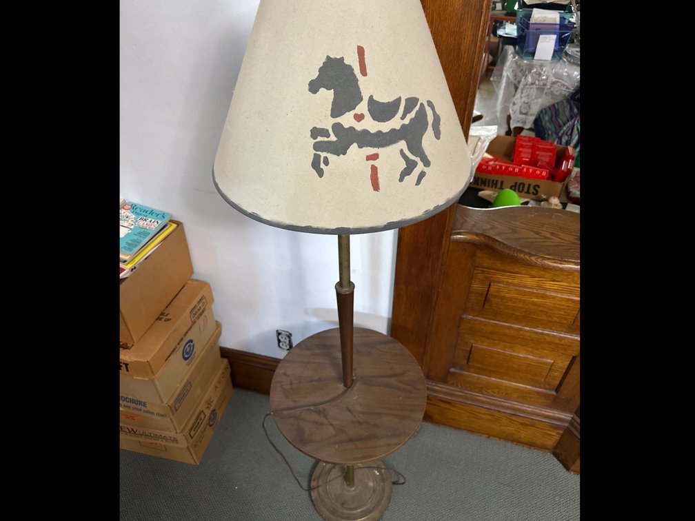 Vintage Floor Lamp-Painted Shade