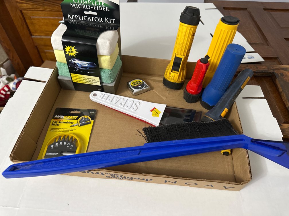 Scrapers, Flashlights, Tools