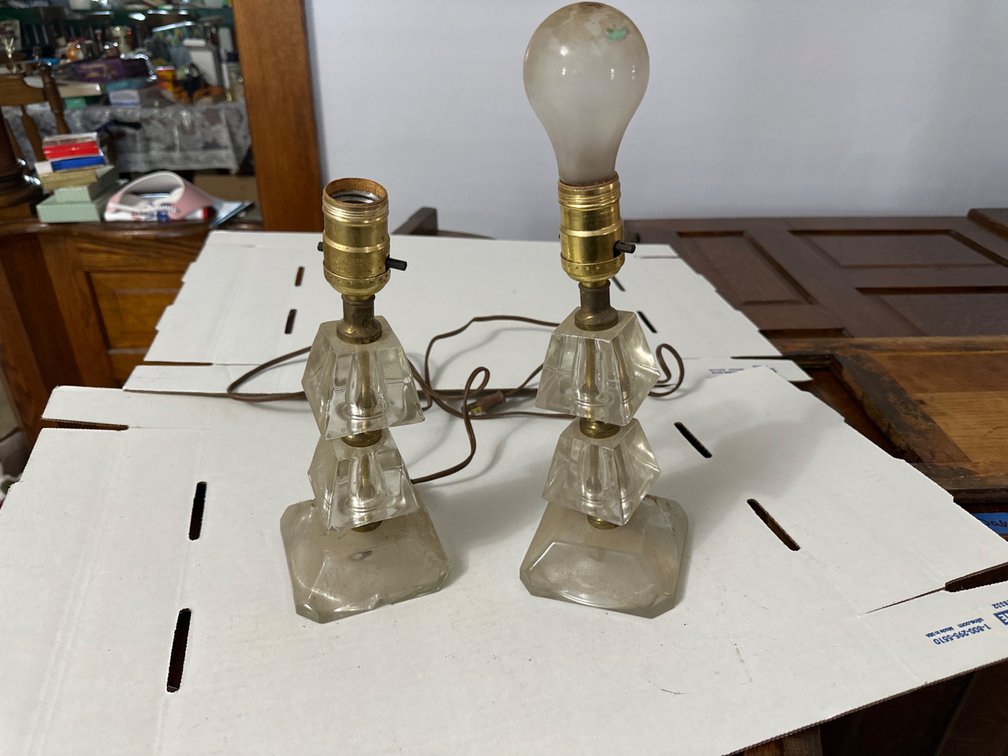 Pair of Vintage Glass Lamps