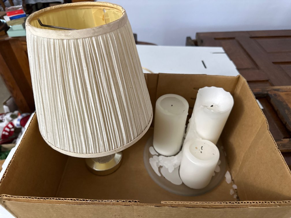 Vintage Glass Table Lamp, Candles