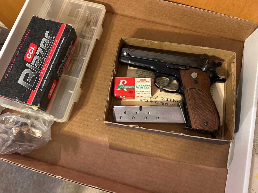 9MM Smith and Wesson Double Action Automatic Pistol with Ammunition
