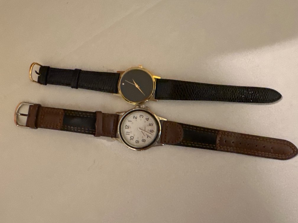 2 Watches with Leather Bands