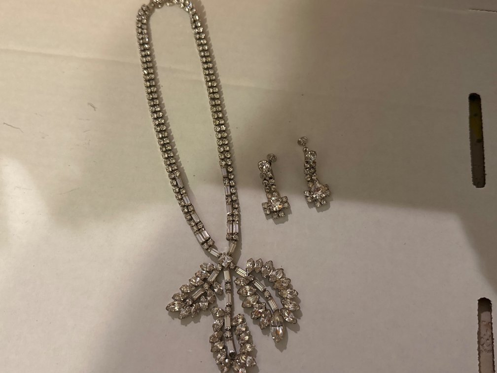 Rhinestone Necklace, Earrings