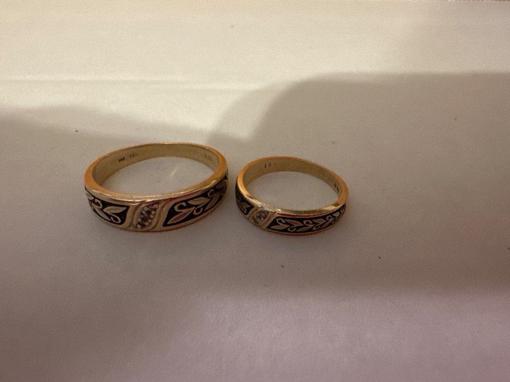 14 K Gold Wedding Band Set, Black Hills Gold
