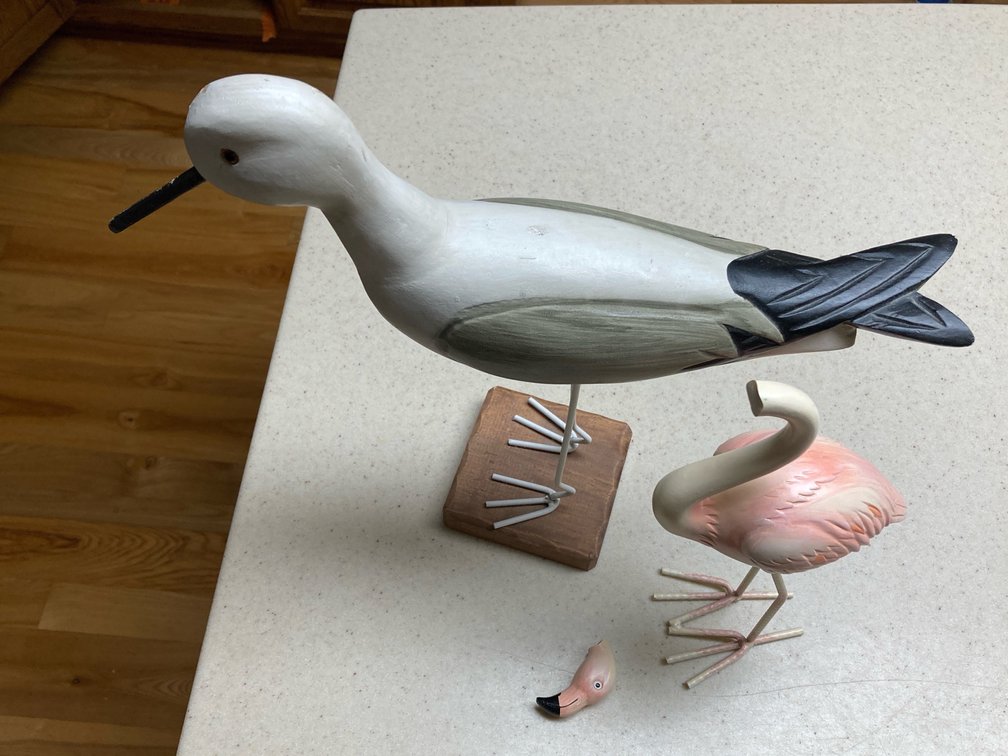 Flamingo-11”, Shorebird-14”- Flamingo’s Head Broke Off